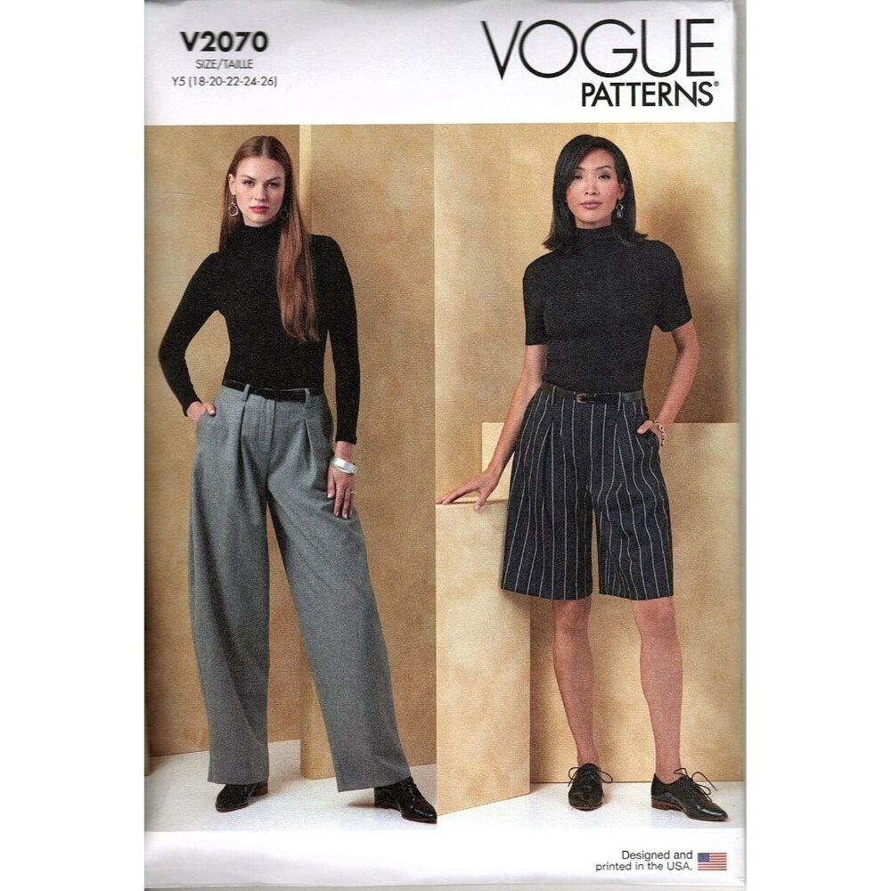 Vogue V2070 Misses 18 to 26 Wide Leg Shorts and Pants Uncut Sewing Pattern